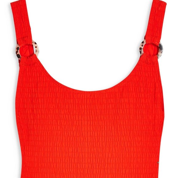 TOPSHOP Smocked One Piece Swimsuit Ring Detail - Picture 3 of 7